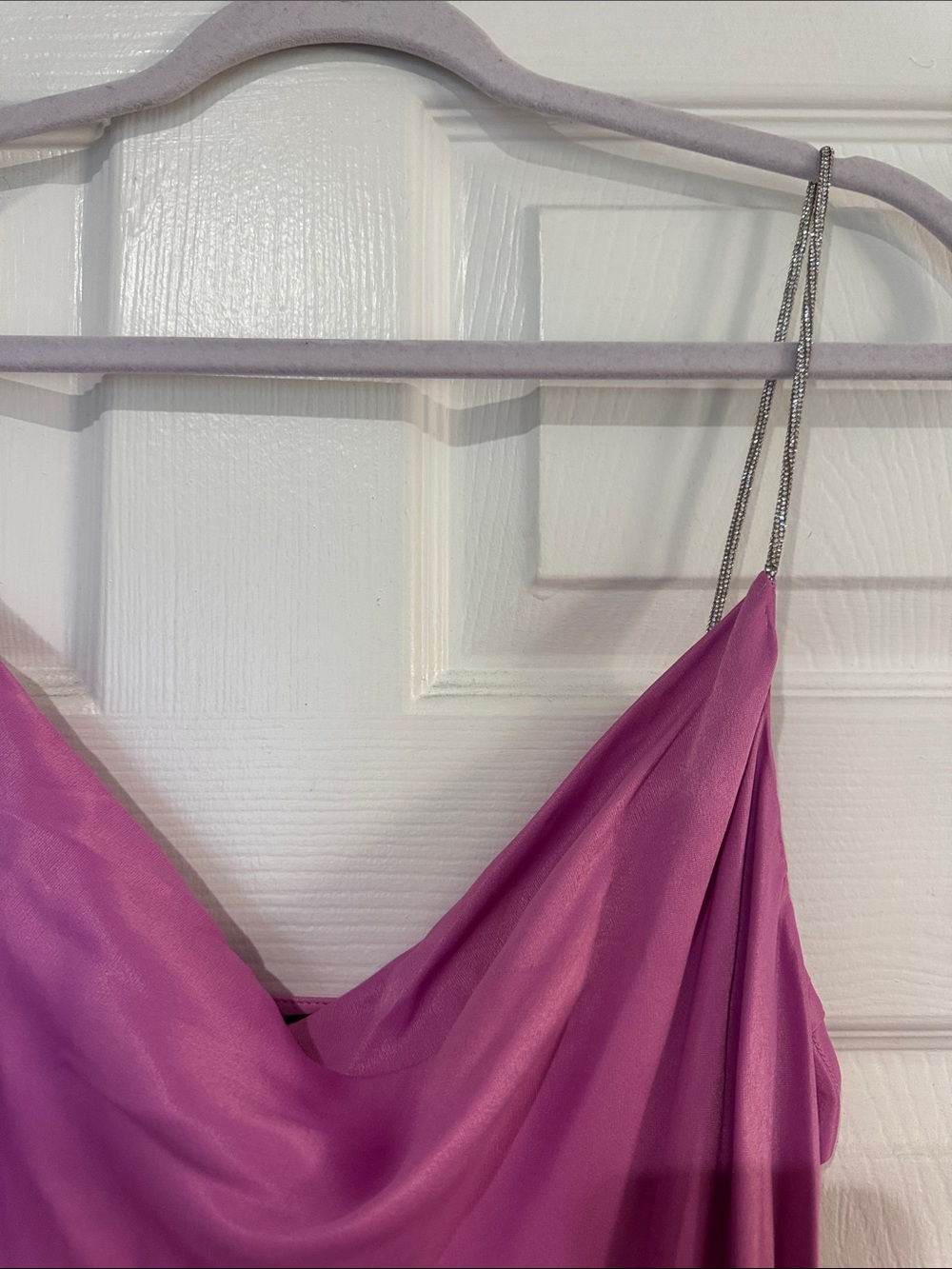Zara Silky Magenta Slip Dress with Cowl Neck - Picture 2 of 7